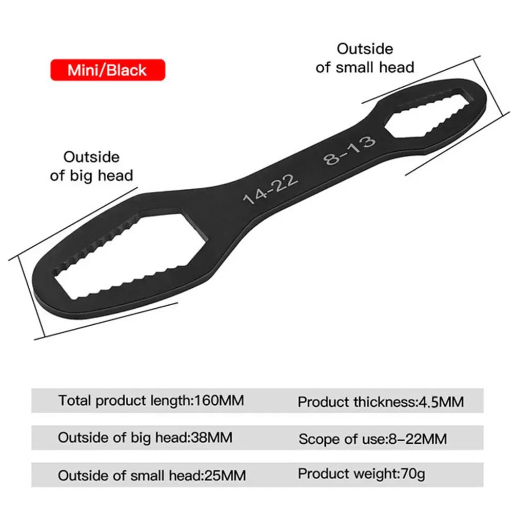 8 to 22 Black Multifunctional Double End Box Wrench