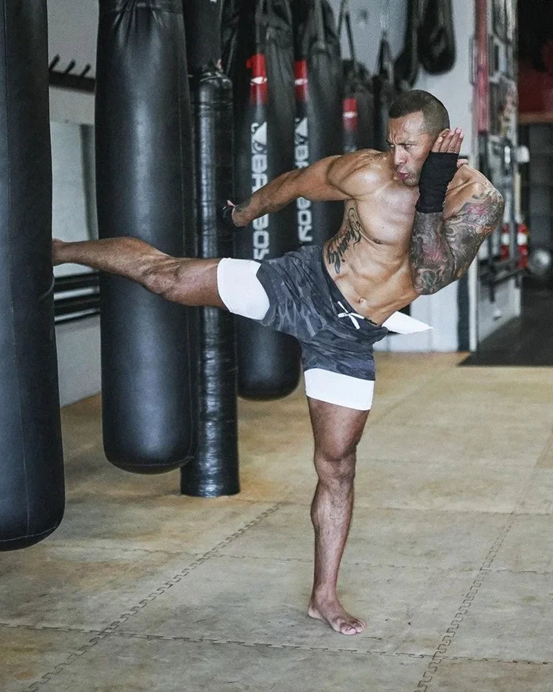 Camo Running Shorts Men Gym Sports Shorts 2 In 1 Quick