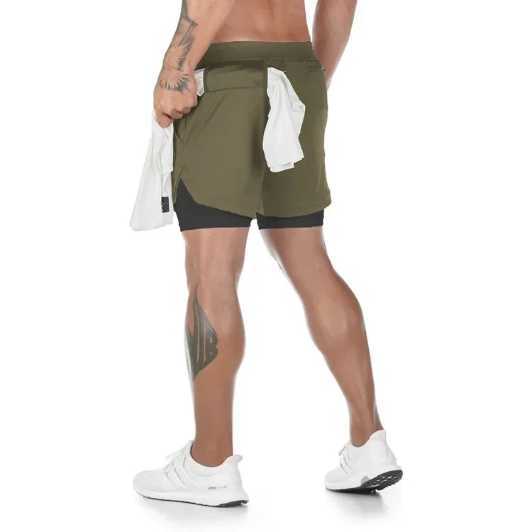 Camo Running Shorts Men Gym Sports Shorts 2 In 1 Quick