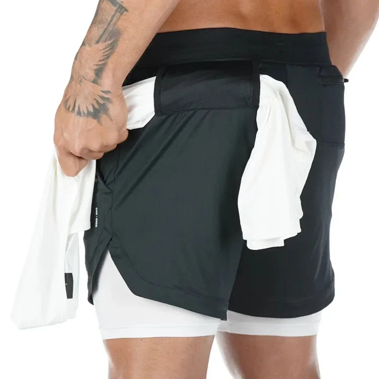Camo Running Shorts Men Gym Sports Shorts 2 In 1 Quick