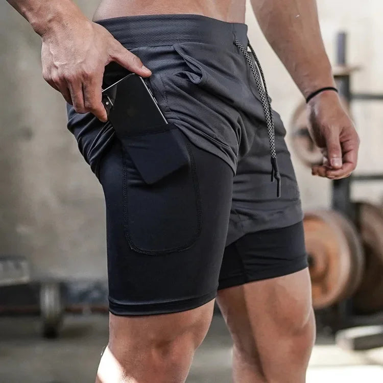 Camo Running Shorts Men Gym Sports Shorts 2 In 1 Quick