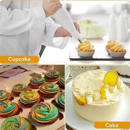 Silicone Piping Bags and Tips Set Cake DIY Decorating Kit with Stainless Steel Nozzle Reusable