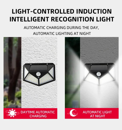 100 LED Solar Lights Outdoor Wall Lamp 3 Modes 270° Lighting Angle IP65 Waterproof Motion Sensor Security Lights Wireless Lights