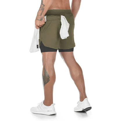 Camo Running Shorts Men Gym Sports Shorts 2 In 1 Quick